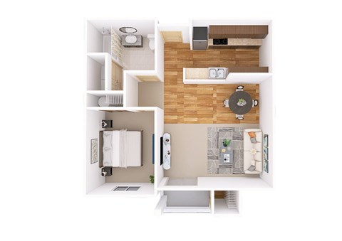 Floor plan for 1 bed, 1 bath, 835 sqft